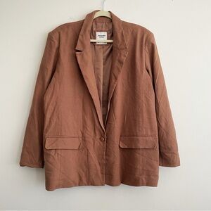 Abercrombie and fitch Linen Blazer jacket XL brown single button neutral work